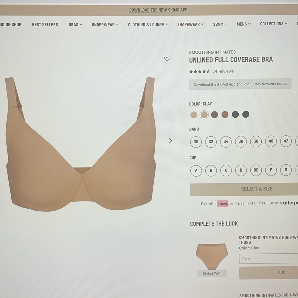 Skims Unlined Full Coverage Bra